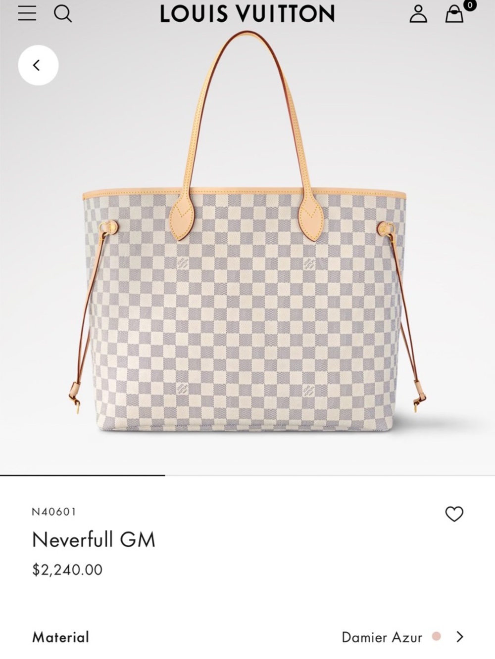 Louis Vuitton Neverfull GM Tote in Damier Azur Beige and Light Gray